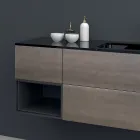 Composición 2 Mueble de baño suspendido en MDF Lacado Platino 120 cm - Renga Viadurini