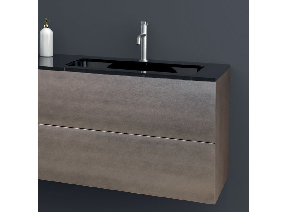 Composición 2 Mueble de baño suspendido en MDF Lacado Platino 120 cm - Renga Viadurini