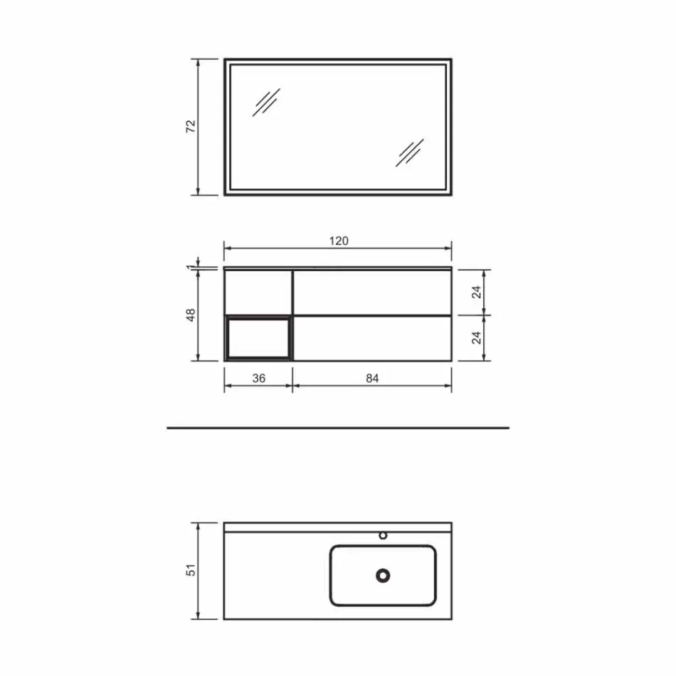 Composición 2 Mueble de Baño Suspendido en Mdf Lacado Platino, Lujo - Renga Viadurini