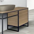 Mueble de Baño Composición 3 en Metal y Roble Lujo Ecolegno - Cizco Viadurini