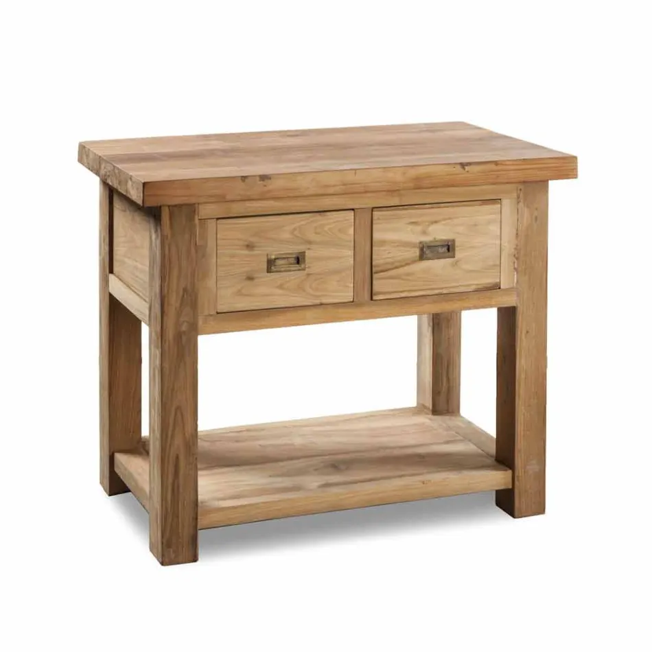 Mueble de Baño Composición 3 en Madera de Teca con Lavabo de Resina - Essence Viadurini