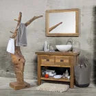 Mueble de Baño Composición 3 en Madera de Teca con Lavabo de Resina - Essence Viadurini