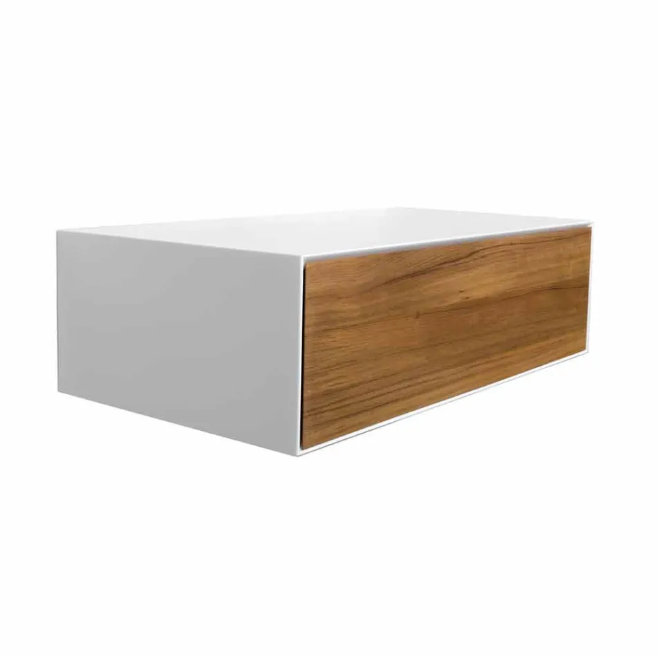 Mueble de Baño Composición 3 en Madera de Teca y Hi Macs® - Talco Viadurini