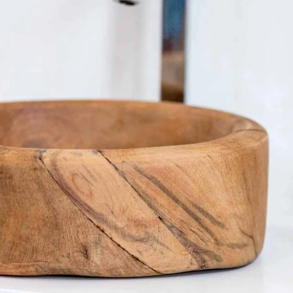 Mueble de Baño Composición 3 en Madera de Teca y Hi Macs® - Talco Viadurini