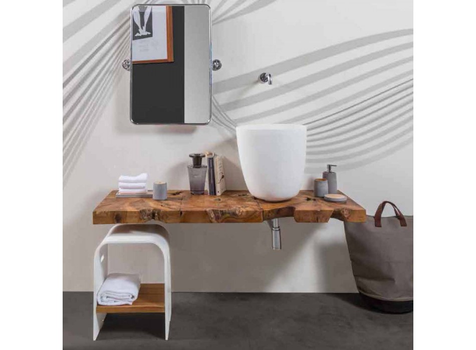 Mueble de baño suspendido Composición 3 con lavabo de resina blanca - Dazzle Viadurini