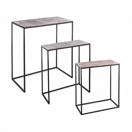 Composición 3 Mesitas en Aluminio y Acero Homemotion - Salvio Viadurini