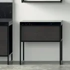 Composición 5 Mueble de baño independiente en Ecolegno Largo 130 + 70 cm - Cizco Viadurini
