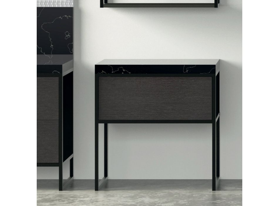 Composición 5 Mueble de baño independiente en Ecolegno Largo 130 + 70 cm - Cizco Viadurini