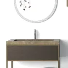 Composición 5 Mueble de baño independiente en metal, ecolegno y gres de lujo - Cizco Viadurini