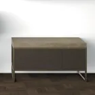 Composición 5 Mueble de baño independiente en metal, ecolegno y gres de lujo - Cizco Viadurini