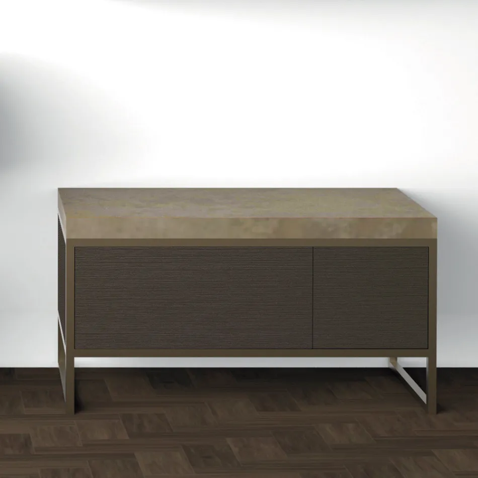 Composición 5 Mueble de baño independiente en metal, ecolegno y gres de lujo - Cizco Viadurini