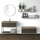 Composición 5 Mueble de baño independiente en metal, ecolegno y gres de lujo - Cizco Viadurini
