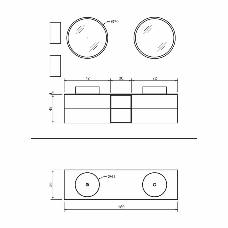 Composición 5 Mueble de baño suspendido con lavabo doble Made in Italy - Renga Viadurini