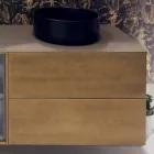 Composición 5 Mueble de baño suspendido en madera y cristal Made in Italy - Renga Viadurini