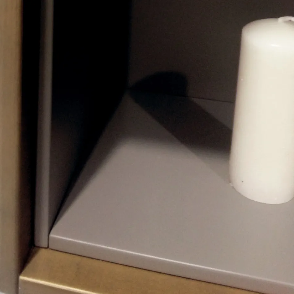 Composición 5 Mueble de baño suspendido en madera y cristal Made in Italy - Renga Viadurini