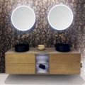 Composición 5 Mueble de baño suspendido en madera y cristal Made in Italy - Renga