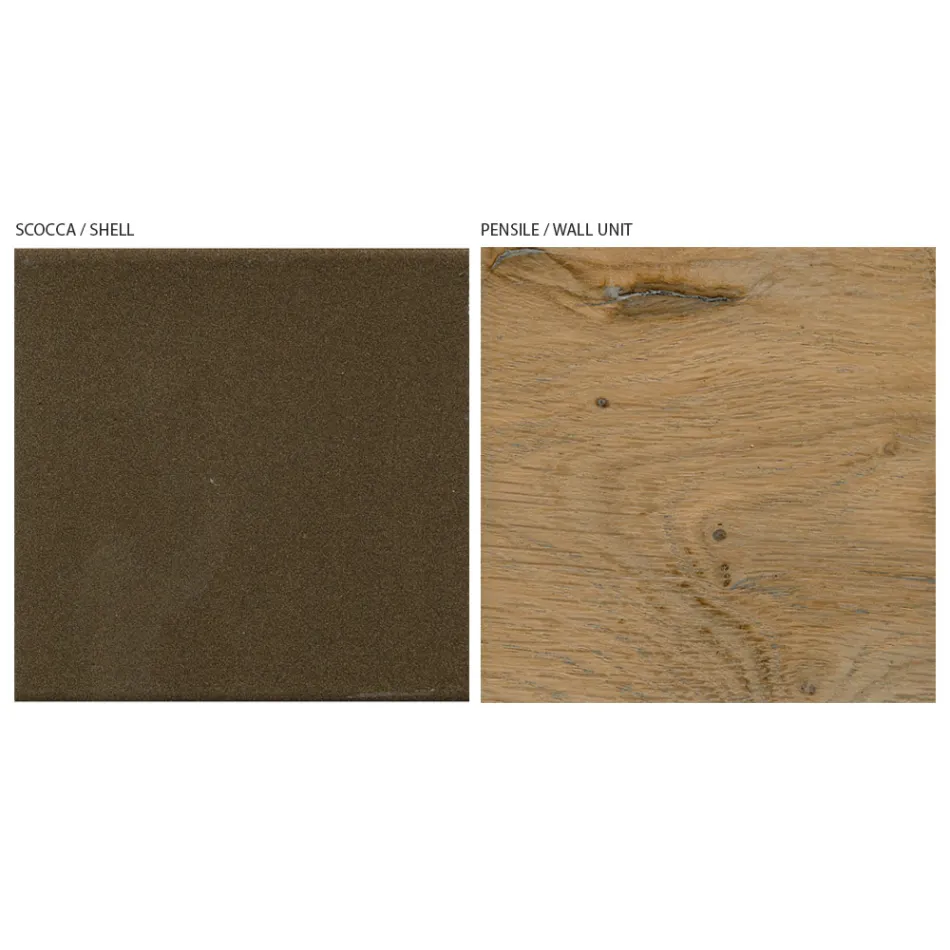 Composición de pared moderna en roble nórdico anudado y acabado en hierro - Iselin Viadurini