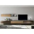 Composición de pared moderna en roble nórdico anudado y acabado en hierro - Iselin Viadurini