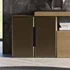 Composición de pared moderna en roble nórdico anudado y acabado en hierro - Siri Viadurini