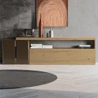 Composición de pared moderna en roble nórdico anudado y acabado en hierro - Siri Viadurini