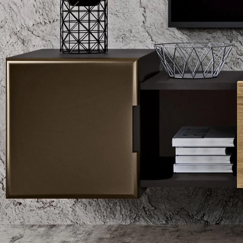 Composición de pared para la sala de estar de diseño moderno Made in Italy - Margit Viadurini