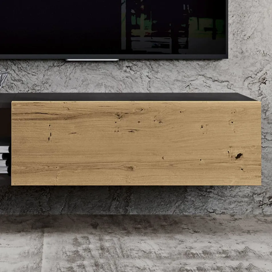 Composición de pared para la sala de estar de diseño moderno Made in Italy - Margit Viadurini