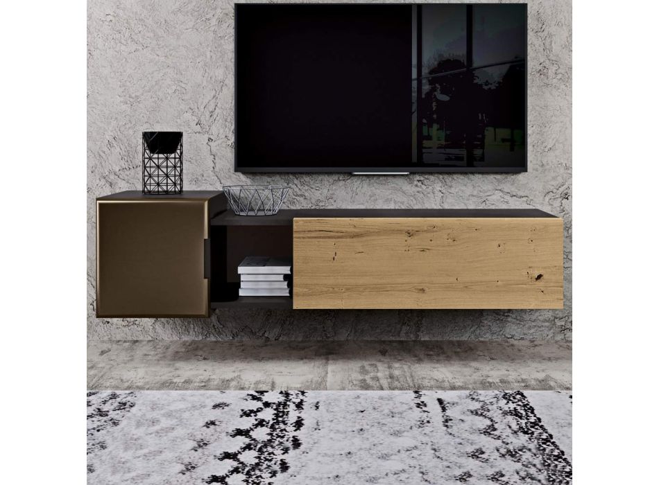 Composición de pared para la sala de estar de diseño moderno Made in Italy - Margit Viadurini