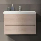 Composición de muebles de baño suspendidos en roble melamina - Becky Viadurini