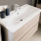 Composición de muebles de baño suspendidos en roble melamina - Becky Viadurini