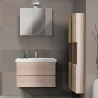 Composición de muebles de baño suspendidos en roble melamina - Becky Viadurini