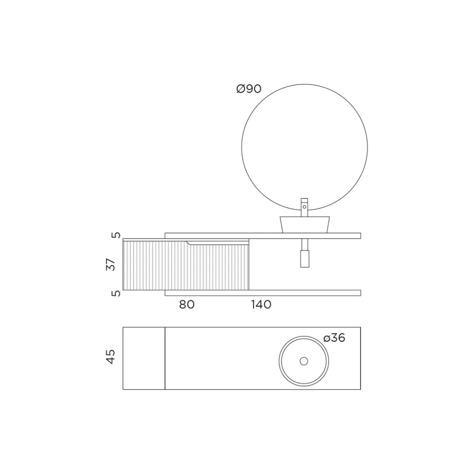 Composición de baño azul Tiffany y roble con espejo Made in Italy - Ermes Viadurini