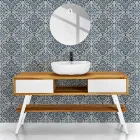 Composición de baño blanca con suelo y accesorios de diseño - Georges Viadurini