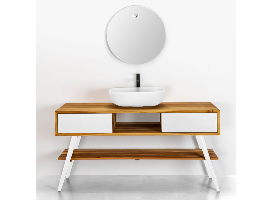 Composición de baño blanca con suelo y accesorios de diseño - Georges Viadurini