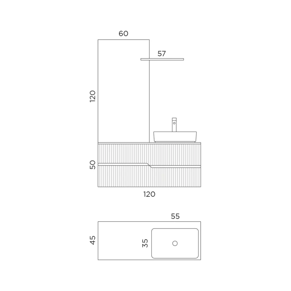 Composición de baño blanca con espejo y estante Made in Italy - Ares Viadurini