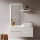Composición de baño blanca con espejo y estante Made in Italy - Ares Viadurini