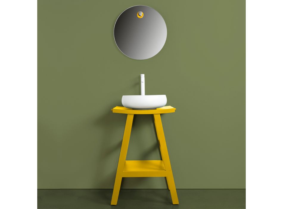 Composición de baño amarilla que incluye espejo y accesorios - Maryse Viadurini