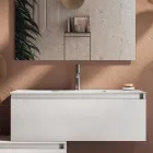 Composición de baño completa con lavabo, base antiarañazos y espejo Made in Italy - Dream Viadurini