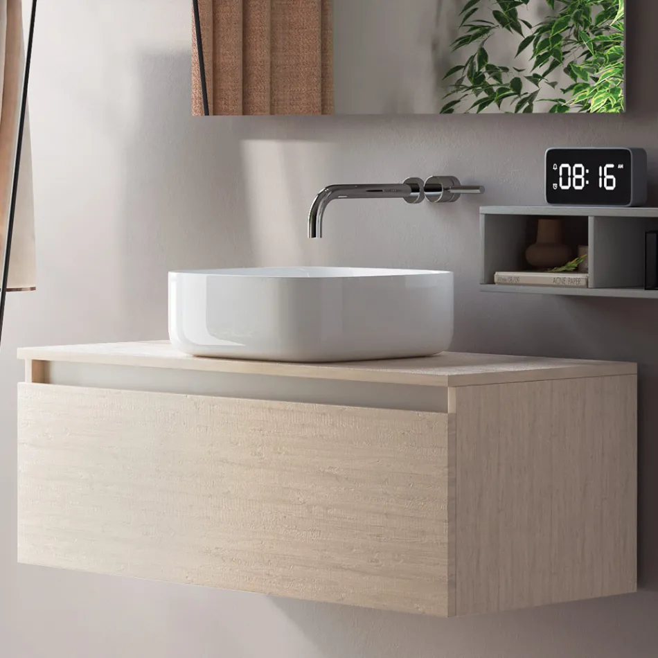 Composición de Baño Completo con Lavabo, Espejo y Base Made in Italy - Dream Viadurini