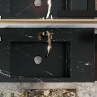 Composición de baño completa con espejo y lavabo doble Made in Italy - Palom Viadurini