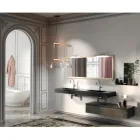 Composición de baño completa con espejo y lavabo doble Made in Italy - Palom Viadurini