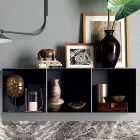 Composición de baño completa con espejo, lavabo, base y encimera Made in Italy - Palom Viadurini
