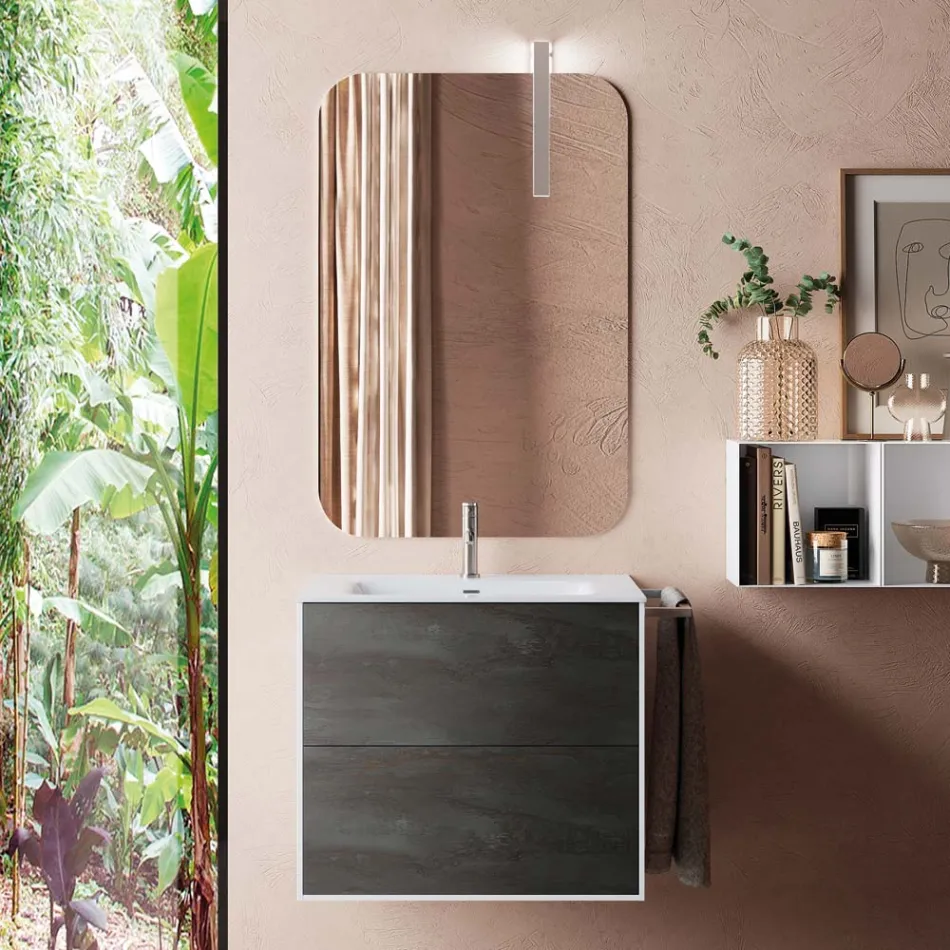 Composición de baño compuesta por espejo y base antiarañazos Made in Italy - Kilos Viadurini