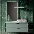Composición de baño que incluye 1 base con 2 cajones, lavabo y espejo - Orione Viadurini