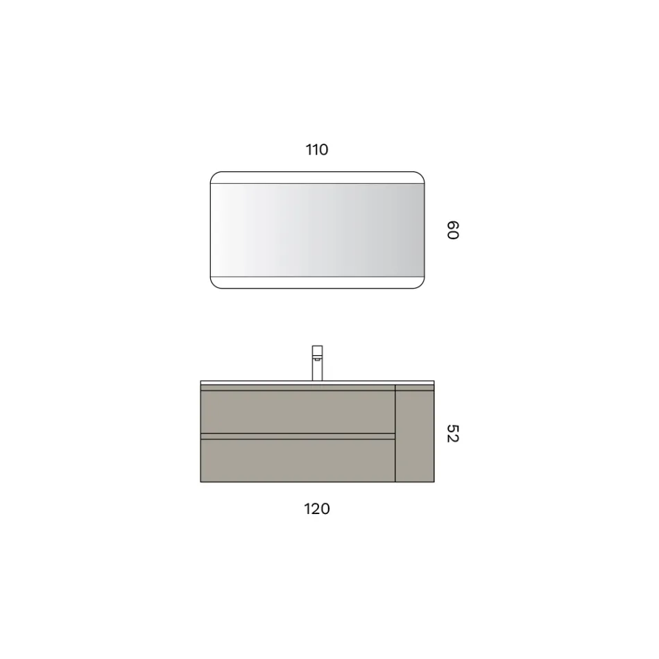 Composición de baño con base de 2 cajones y 1 puerta - Titan Viadurini