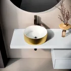 Composición de baño que incluye base con cajón, lavabo, espejo y cubo - Orione Viadurini