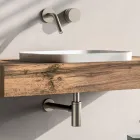 Composición de baño que incluye base con ruedas, lavabo y espejo - Titan Viadurini