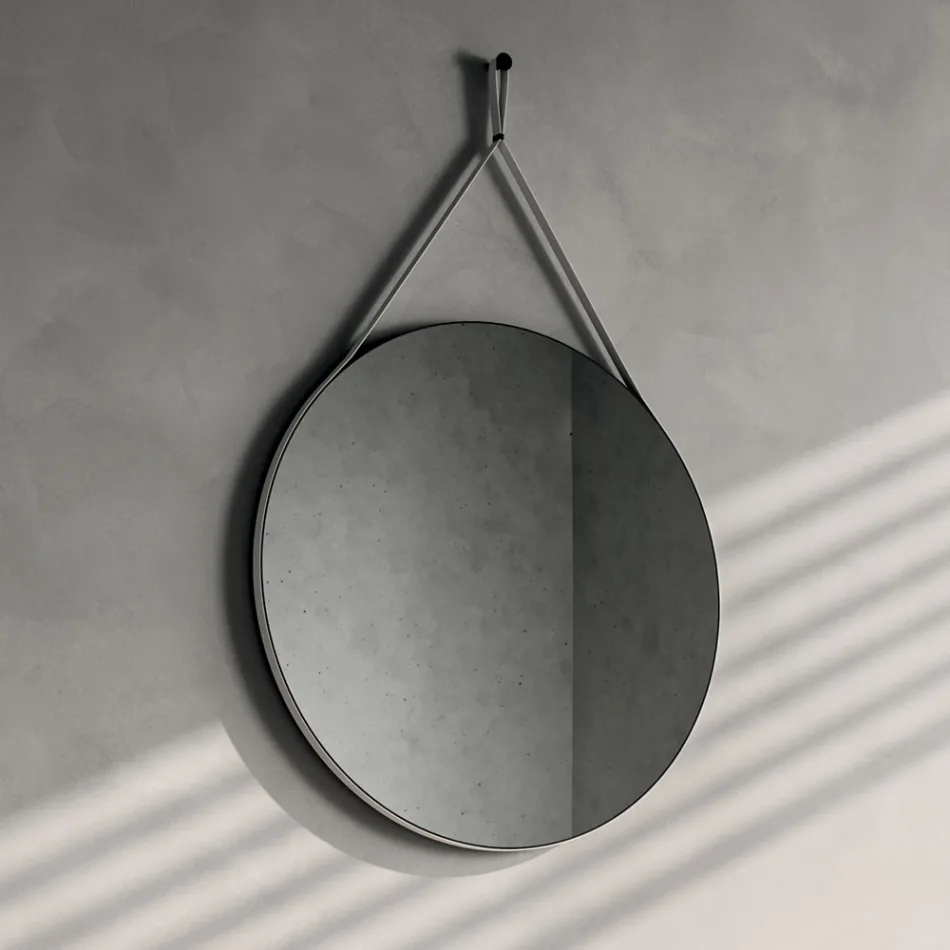 Composición de baño que incluye base con ruedas, lavabo y espejo - Titan Viadurini