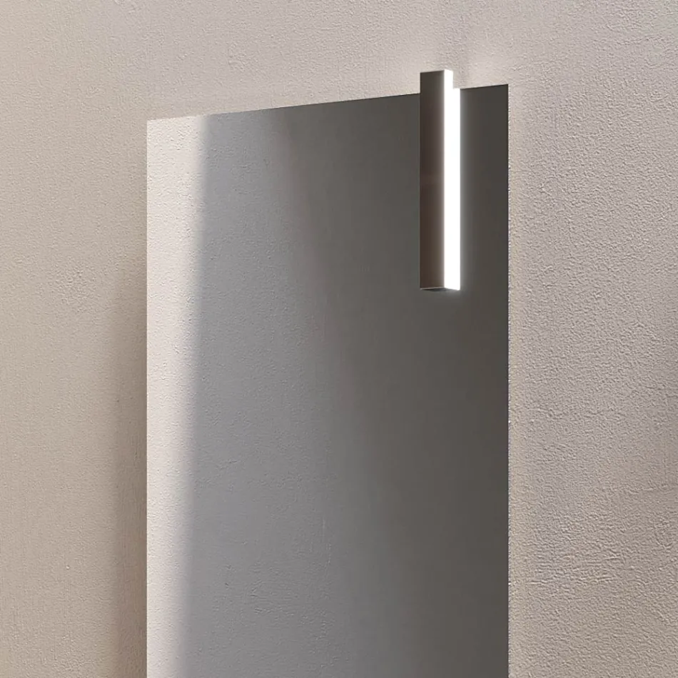 Composición de baño con 1 cajón, 2 estantes de roble, lavabo y espejo - Titan Viadurini