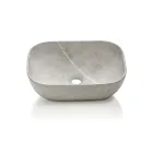 Composición de baño con 1 cajón, 2 estantes de roble, lavabo y espejo - Titan Viadurini