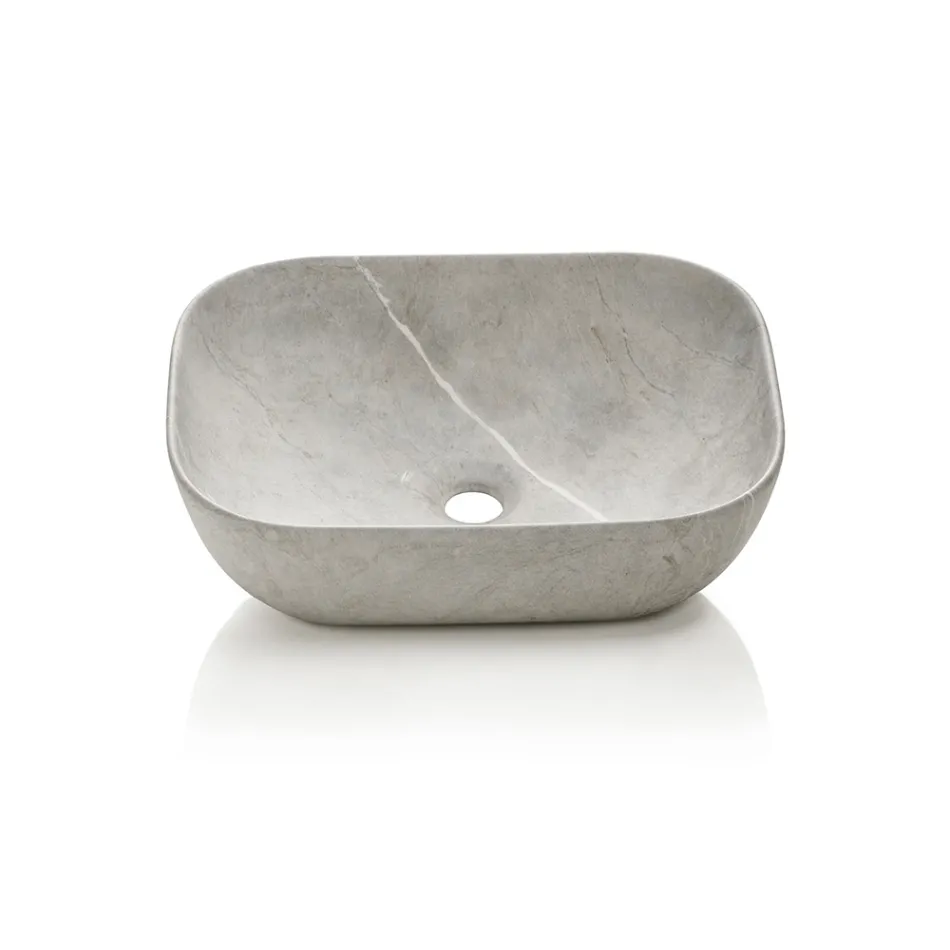 Composición de baño con 1 cajón, 2 estantes de roble, lavabo y espejo - Titan Viadurini